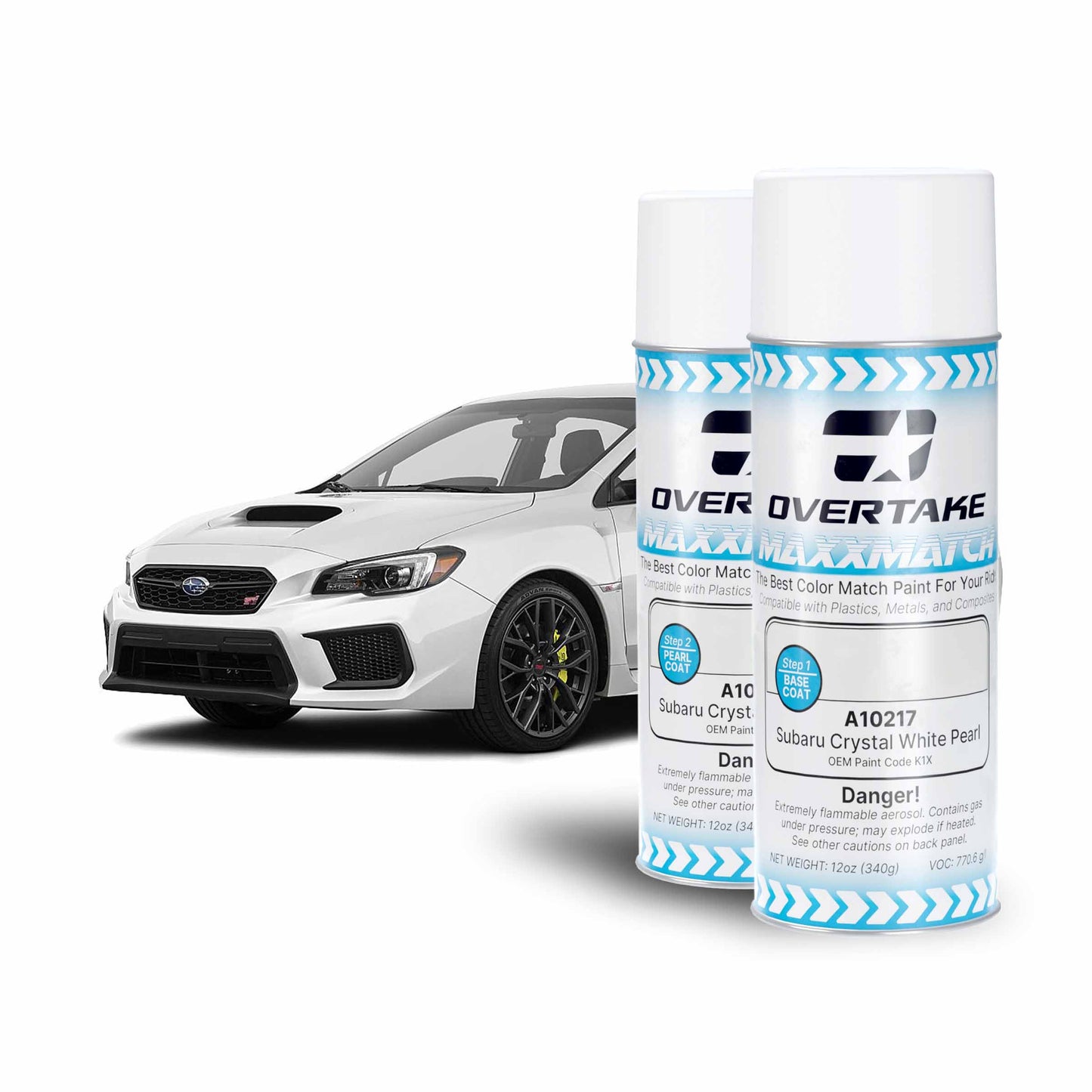 OVERTAKE MaxxMatch Paint - Subaru Crystal White Pearl K1X (2-Layer) 12oz. Cans
